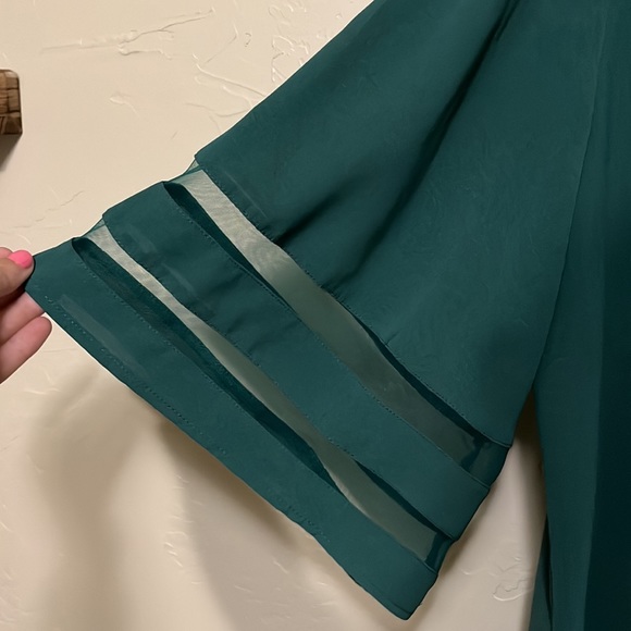 Green Blouse with Bell Sleeves - Picture 2 of 3